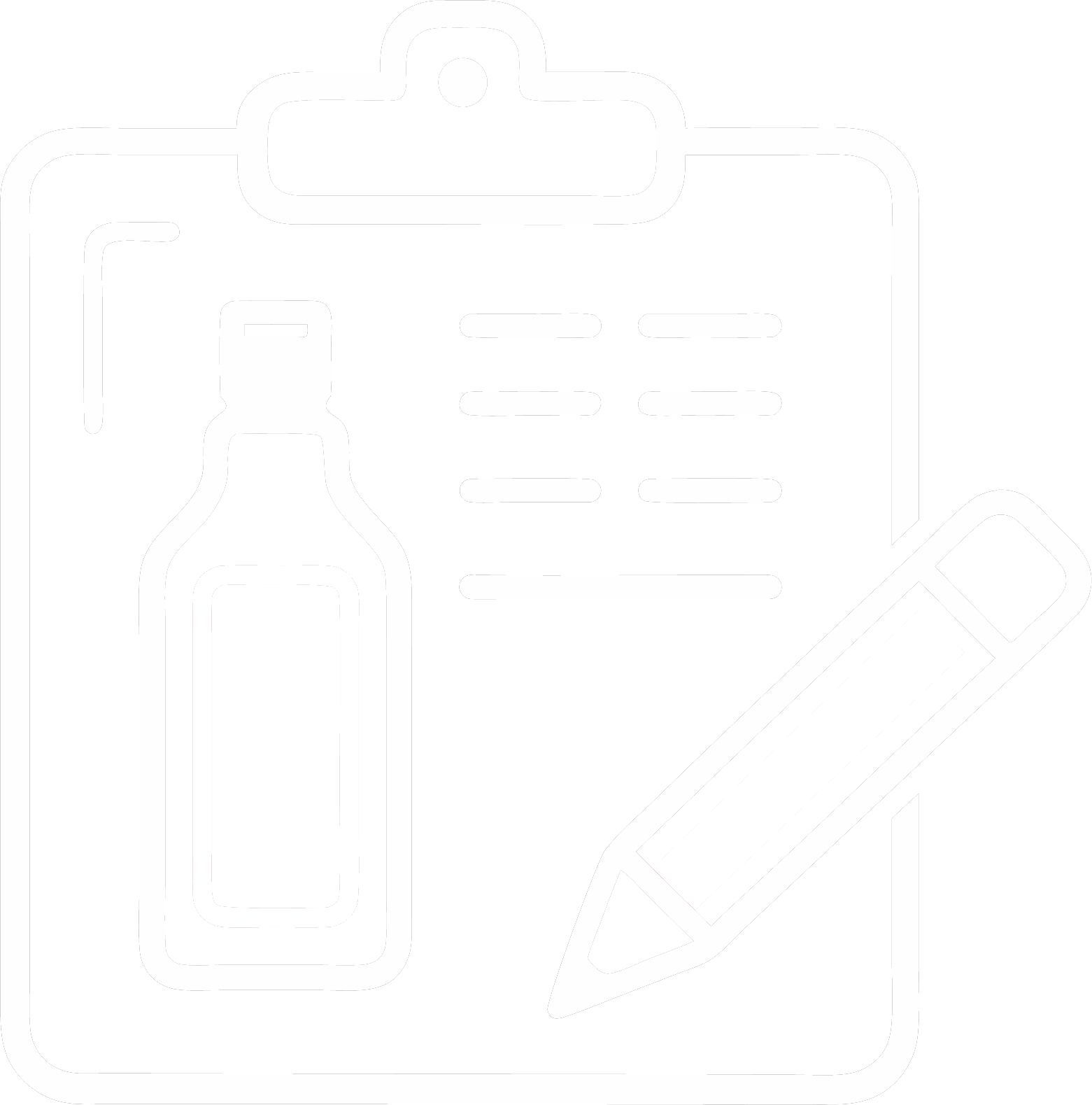 Clipboard + bottle + pen